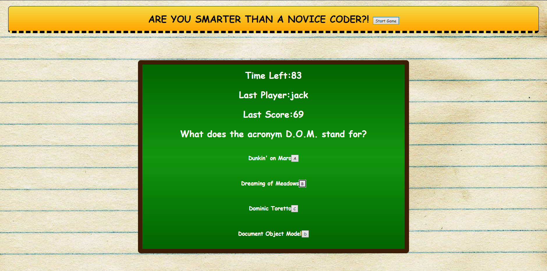 Code Quiz